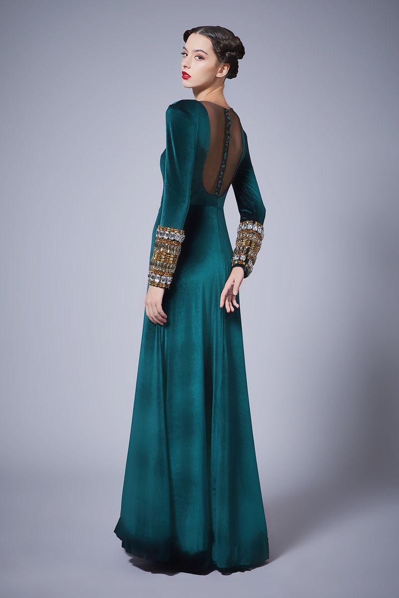 Crystal-embellished Velvet Dress