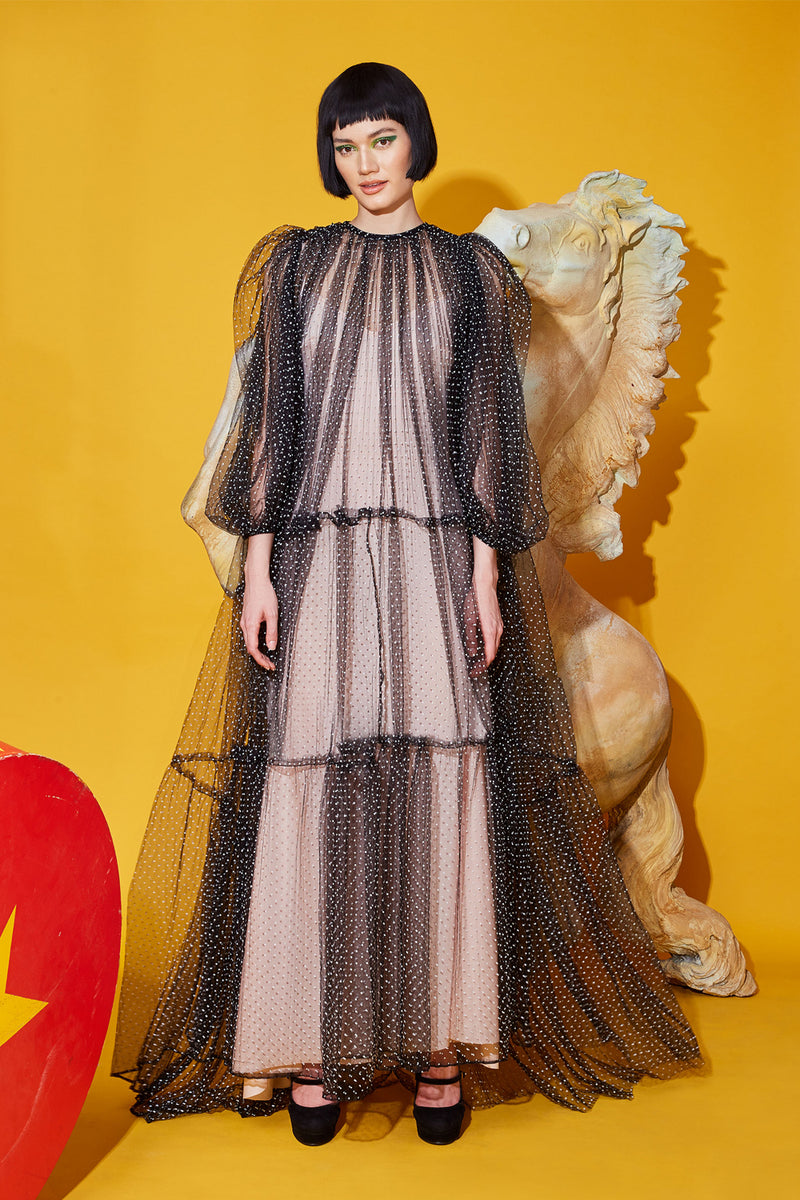 Polka-Dot Tiered Tulle Dress