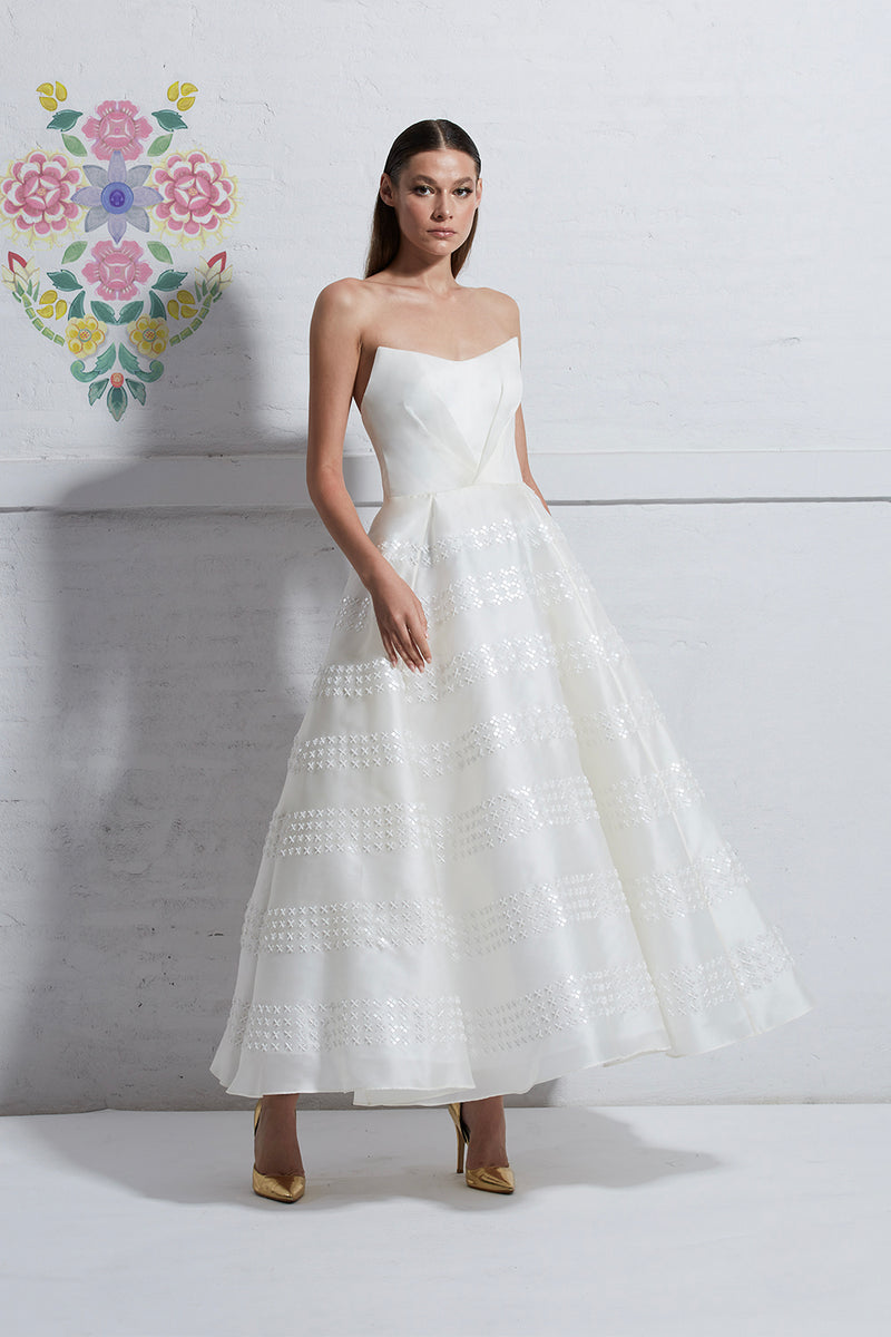 Hand-stitched Flower Sequins Embroidered Dress