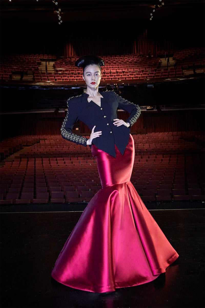 Blazer with Aiguillette Detail Shoulder & Mermaid Tail Skirt