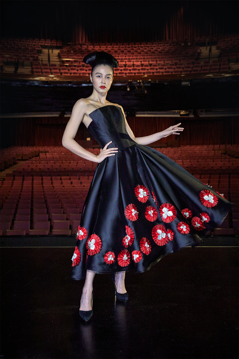 Dress with Hand Embellished Flowers