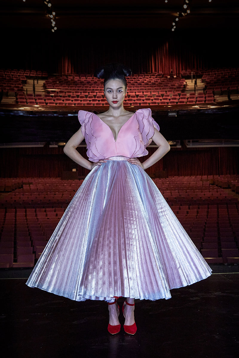 Butterfly Blouse & Metallic Lame Tulle Skirt