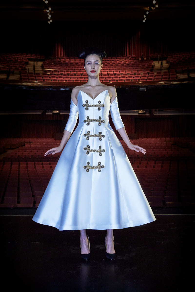 Midi Dress with Aiguillette Buttons