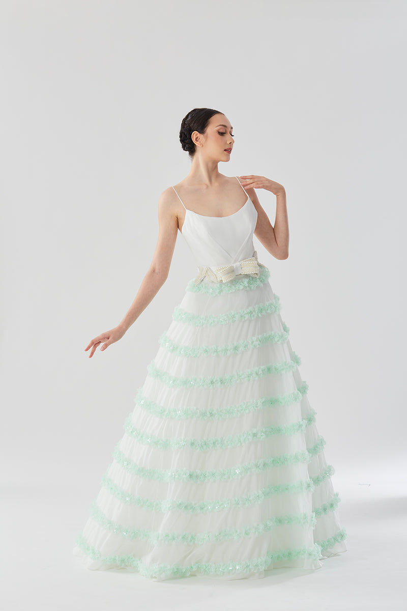 Hand-pleated Flowers Embellished Dress