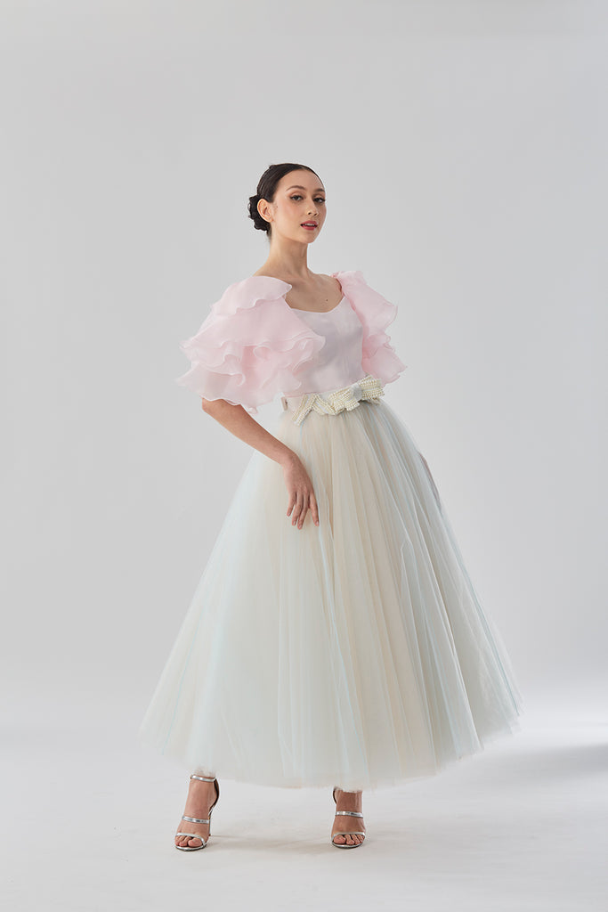 Ruffled Detail Top with Tulle Skirt
